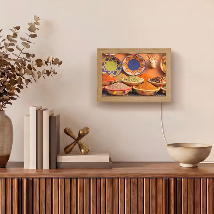 Lightbox - Wandleuchte - Essen – Farbenfroh – Kultur - Eten - Kleurrijk - Cultuur Light Box met kabel (Wandlamp) klein