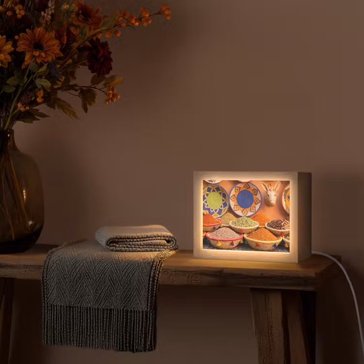 Lightbox - Wandleuchte - Essen – Farbenfroh – Kultur - Eten - Kleurrijk - Cultuur Light Box met kabel (Wandlamp) klein