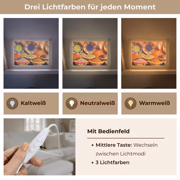 Lightbox - Wandleuchte - Essen – Farbenfroh – Kultur - Eten - Kleurrijk - Cultuur Light Box met kabel (Wandlamp) klein