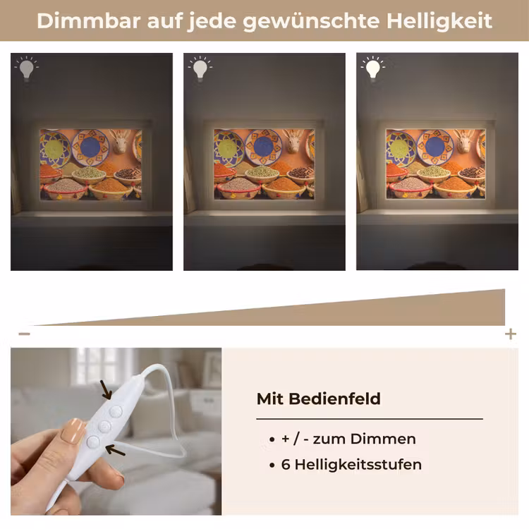 Lightbox - Wandleuchte - Essen – Farbenfroh – Kultur - Eten - Kleurrijk - Cultuur Light Box met kabel (Wandlamp) klein