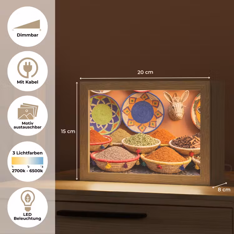 Lightbox - Wandleuchte - Essen – Farbenfroh – Kultur - Eten - Kleurrijk - Cultuur Light Box met kabel (Wandlamp) klein