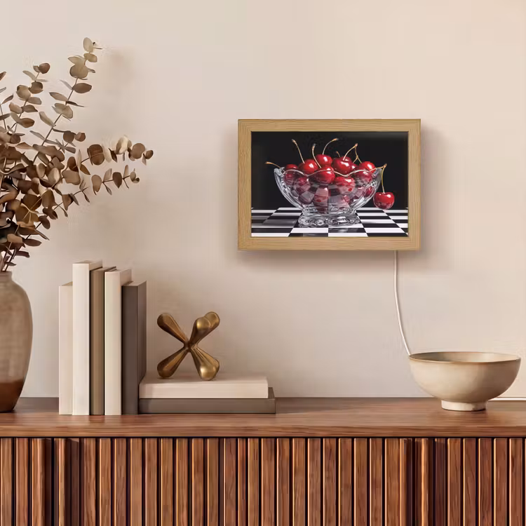 Lightbox - Wandleuchte - Essen – Kirschen – Rot - Eten - Kersen - Rood Light Box met kabel (Wandlamp) klein
