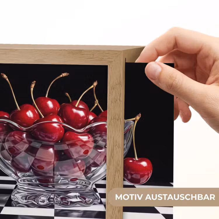Lightbox - Wandleuchte - Essen – Kirschen – Rot - Eten - Kersen - Rood Light Box met kabel (Wandlamp) klein