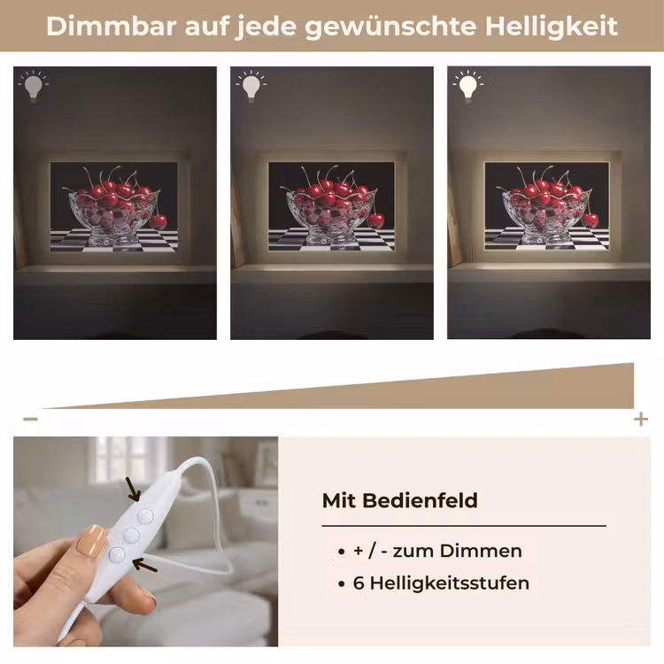 Lightbox - Wandleuchte - Essen – Kirschen – Rot - Eten - Kersen - Rood Light Box met kabel (Wandlamp) klein