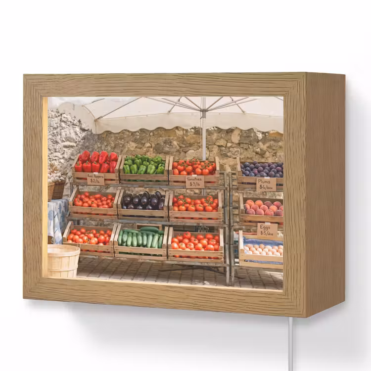 Lightbox - Wandleuchte - Essen – Markt – Frisch - Eten - Markt - Vers Light Box met kabel (Wandlamp) klein