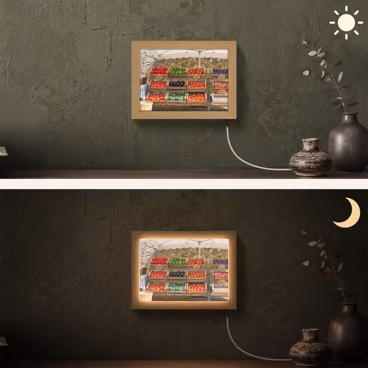 Lightbox - Wandleuchte - Essen – Markt – Frisch - Eten - Markt - Vers Light Box met kabel (Wandlamp) klein
