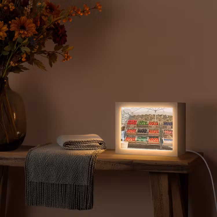 Lightbox - Wandleuchte - Essen – Markt – Frisch - Eten - Markt - Vers Light Box met kabel (Wandlamp) klein