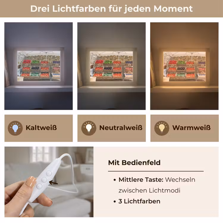 Lightbox - Wandleuchte - Essen – Markt – Frisch - Eten - Markt - Vers Light Box met kabel (Wandlamp) klein