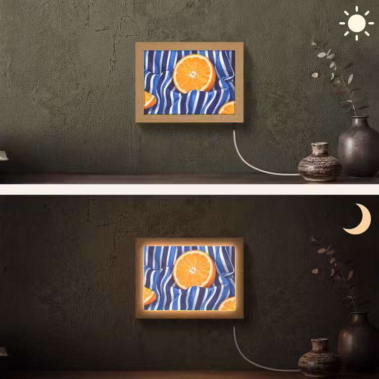 Lightbox - Wandleuchte - Essen – Obst – Orange - Eten - Fruit - Oranje Light Box met kabel (Wandlamp) klein