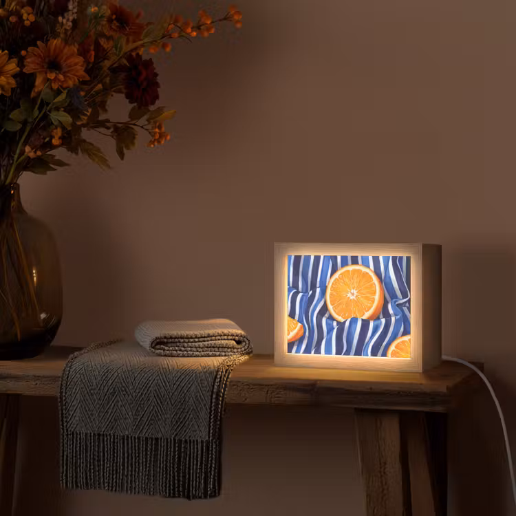 Lightbox - Wandleuchte - Essen – Obst – Orange - Eten - Fruit - Oranje Light Box met kabel (Wandlamp) klein