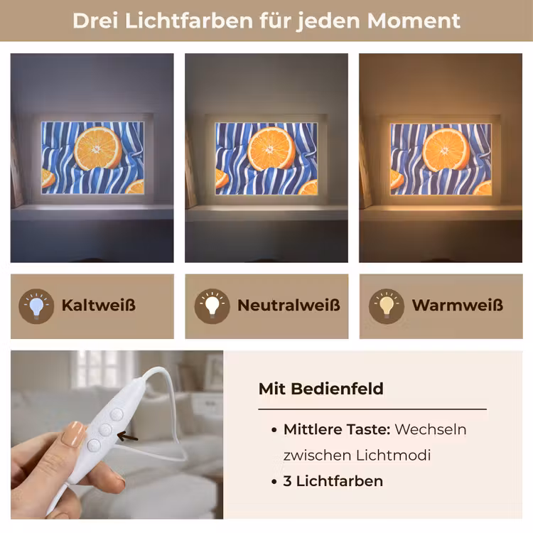 Lightbox - Wandleuchte - Essen – Obst – Orange - Eten - Fruit - Oranje Light Box met kabel (Wandlamp) klein