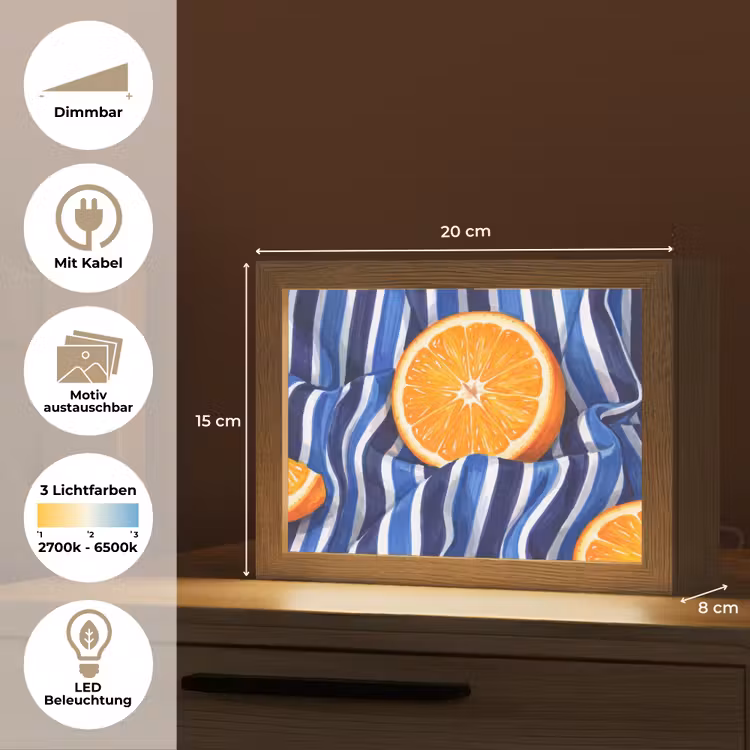 Lightbox - Wandleuchte - Essen – Obst – Orange - Eten - Fruit - Oranje Light Box met kabel (Wandlamp) klein