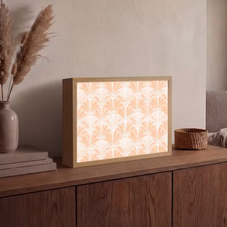 Waaier - Patroon - Perzik Light Box met batterij (Wandlamp) middel 907 -sfeer2