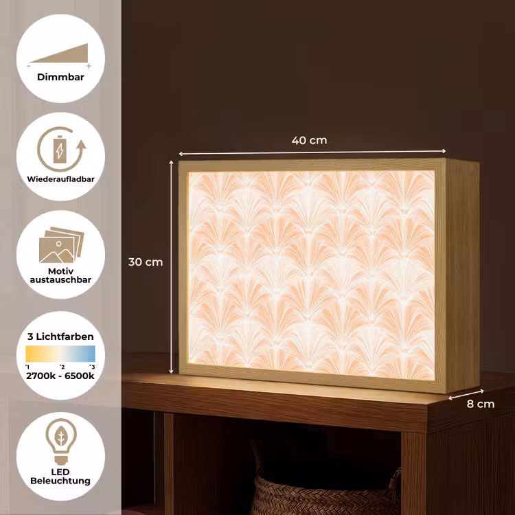 Waaier - Patroon - Perzik Light Box met batterij (Wandlamp) middel 907 -USP_websiteoverzichtDE