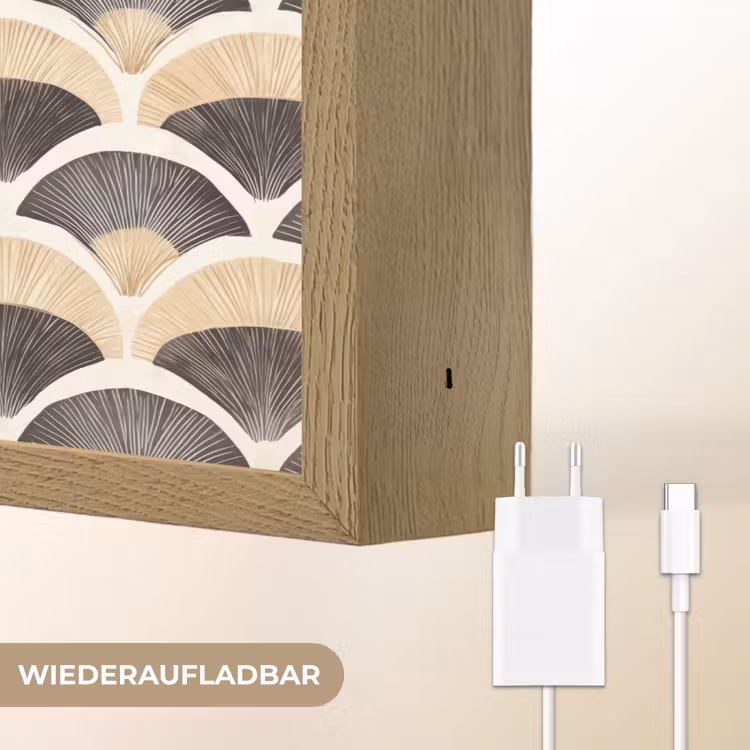 Waaier - Patroon - Zwart - Beige Light Box met batterij (Wandlamp) middel 907 -USP_websiteoplaadbaarDE