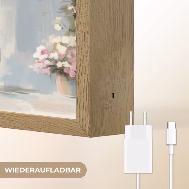 Fiets - Pastelkleuren - Bloemen Light Box met batterij (Wandlamp) middel -USP_websiteoplaadbaarDE