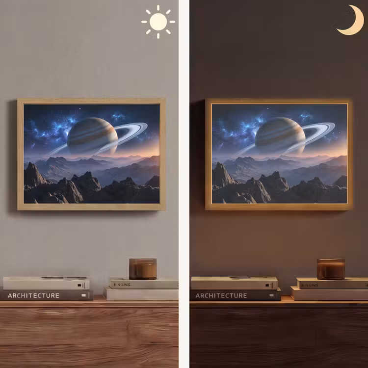 Fantasy - Kosmos - Landschap Light Box met batterij (Wandlamp) middel -sfeer3