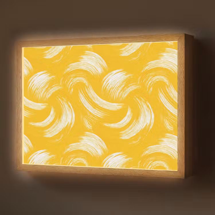 Verfstreken - Abstract - Dynamisch - Geel Light Box met batterij (Wandlamp) middel 907 -z3d_website