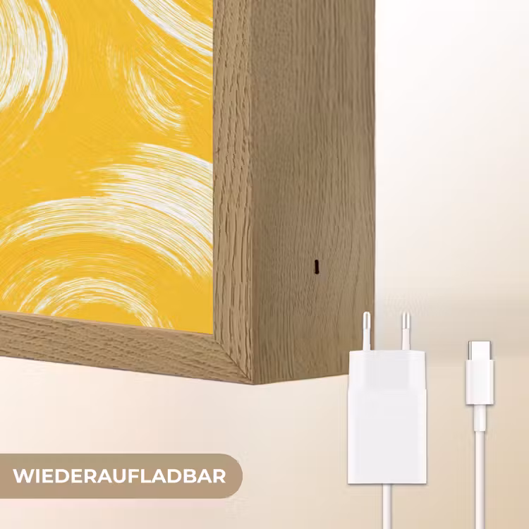 Verfstreken - Abstract - Dynamisch - Geel Light Box met batterij (Wandlamp) middel 907 -USP_websiteoplaadbaarDE