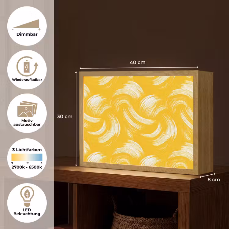 Verfstreken - Abstract - Dynamisch - Geel Light Box met batterij (Wandlamp) middel 907 -USP_websiteoverzichtDE