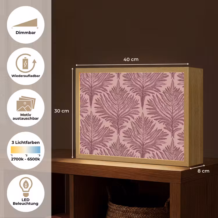 Varen - Patroon - Paars Light Box met batterij (Wandlamp) middel 907 -USP_websiteoverzichtDE