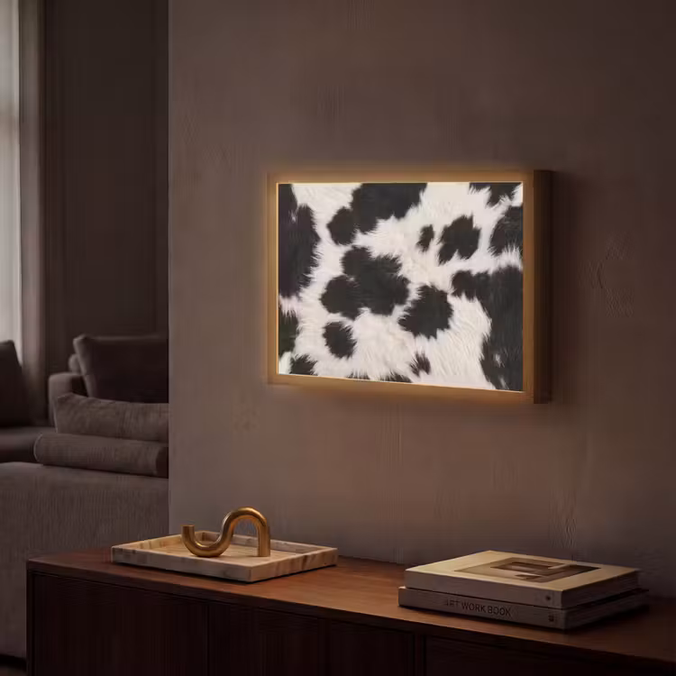 Bont - Textuur - Zwart - Wit Light Box met batterij (Wandlamp) middel -sfeer1