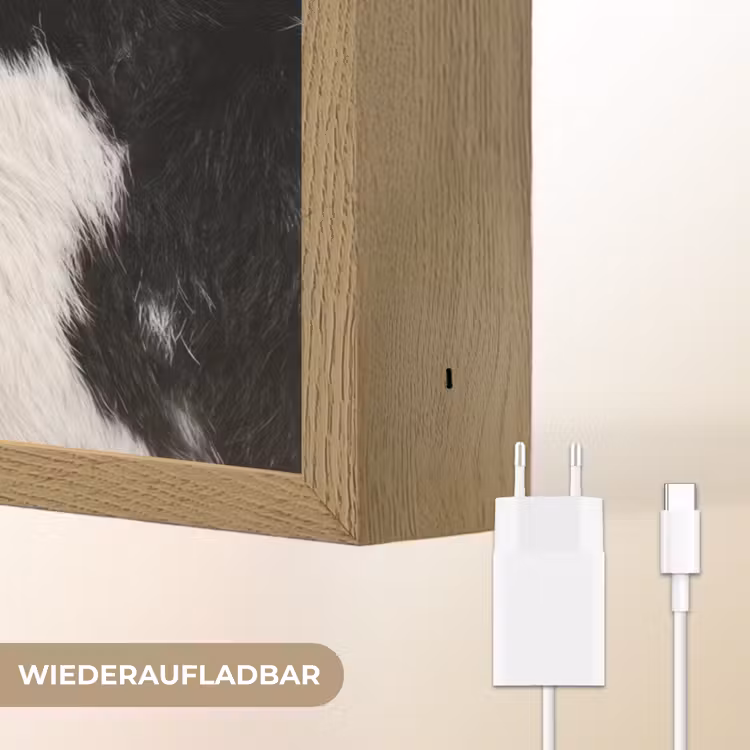 Bont - Textuur - Zwart - Wit Light Box met batterij (Wandlamp) middel -USP_websiteoplaadbaarDE