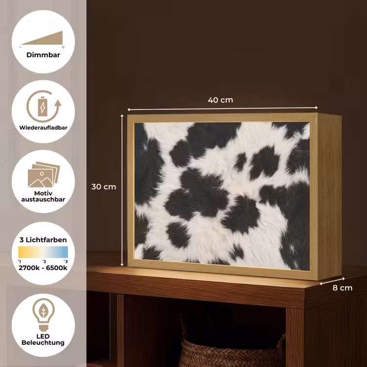 Bont - Textuur - Zwart - Wit Light Box met batterij (Wandlamp) middel -USP_websiteoverzichtDE
