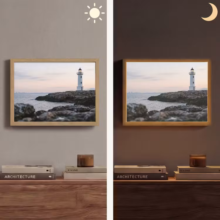 Rotsen - Vuurtoren - Wit Light Box met batterij (Wandlamp) middel -sfeer3