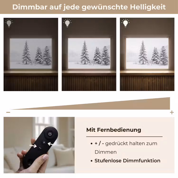 Fijnsparren - Sneeuw - Winter - Landschap - Stilte Light Box met batterij (Wandlamp) middel -USP_dimbaarDE