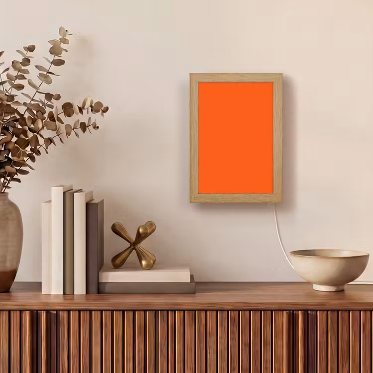 Fiery - Tangerine - Oranje Light Box met kabel (Wandlamp) klein 929 -sfeer2