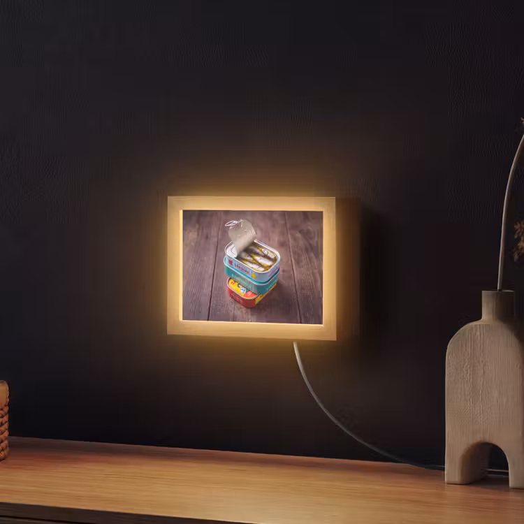 Lightbox - Wandleuchte - Fisch – Dosen – Küche - Vis - Blikjes - Keuken Light Box met kabel (Wandlamp) klein