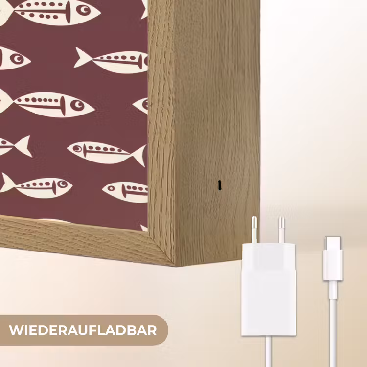 Vissen - Grafisch - Patroon - Donker Light Box met batterij (Wandlamp) middel 907 -USP_websiteoplaadbaarDE