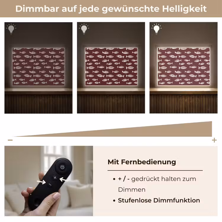 Vissen - Grafisch - Patroon - Donker Light Box met batterij (Wandlamp) middel 907 -USP_dimbaarDE