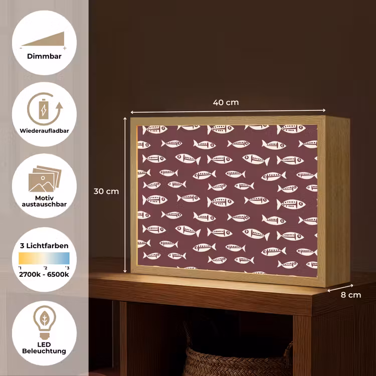 Vissen - Grafisch - Patroon - Donker Light Box met batterij (Wandlamp) middel 907 -USP_websiteoverzichtDE