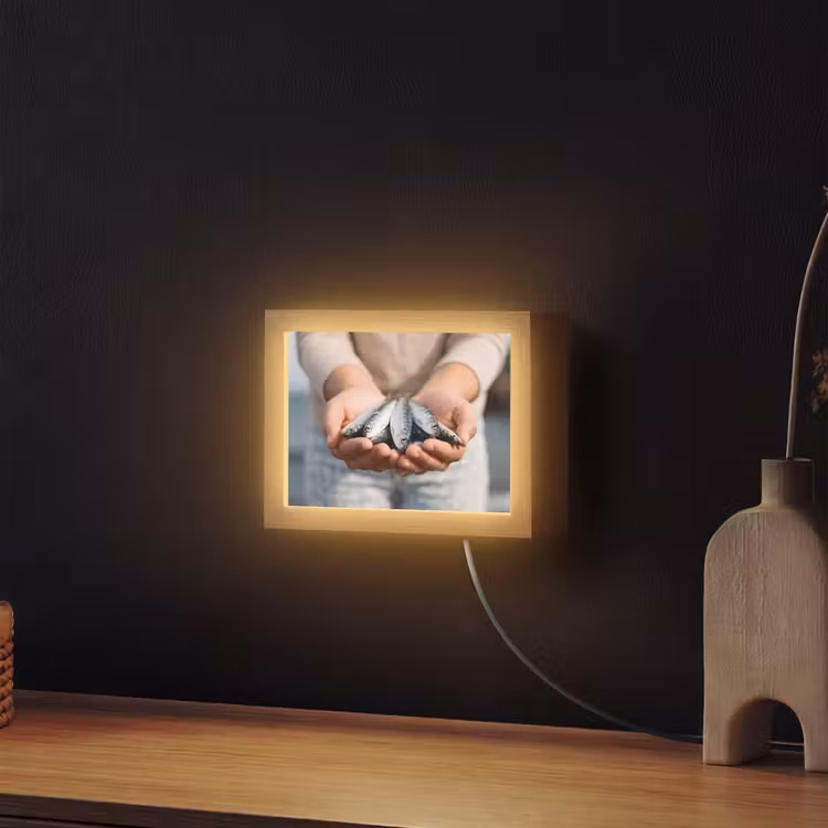 Lightbox - Wandleuchte - Fisch – Hände – Natur - Vis - Handen - Natuur Light Box met kabel (Wandlamp) klein