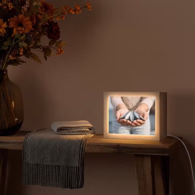 Lightbox - Wandleuchte - Fisch – Hände – Natur - Vis - Handen - Natuur Light Box met kabel (Wandlamp) klein
