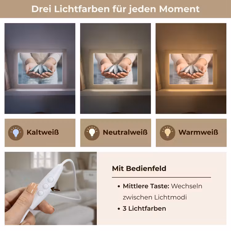 Lightbox - Wandleuchte - Fisch – Hände – Natur - Vis - Handen - Natuur Light Box met kabel (Wandlamp) klein