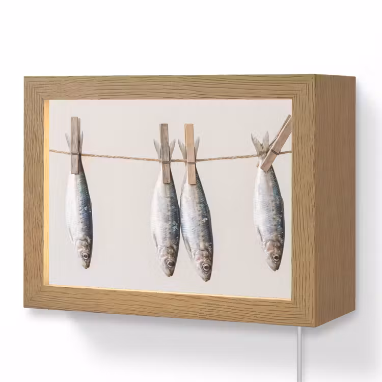 Lightbox - Wandleuchte - Fisch – Hängend – Essen - Vis - Hangend - Eten Light Box met kabel (Wandlamp) klein