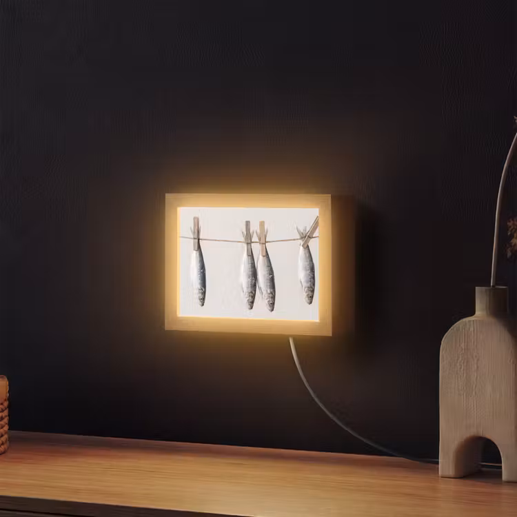 Lightbox - Wandleuchte - Fisch – Hängend – Essen - Vis - Hangend - Eten Light Box met kabel (Wandlamp) klein