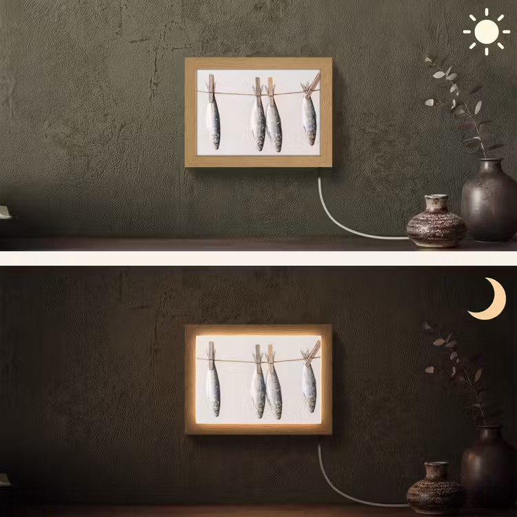 Lightbox - Wandleuchte - Fisch – Hängend – Essen - Vis - Hangend - Eten Light Box met kabel (Wandlamp) klein