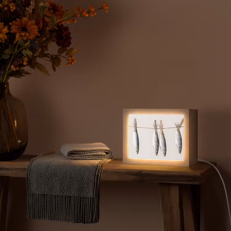 Lightbox - Wandleuchte - Fisch – Hängend – Essen - Vis - Hangend - Eten Light Box met kabel (Wandlamp) klein