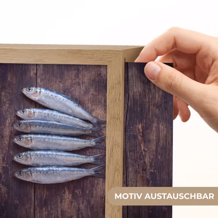 Lightbox - Wandleuchte - Fisch – Holz – Essen - Vis - Hout - Eten Light Box met kabel (Wandlamp) klein
