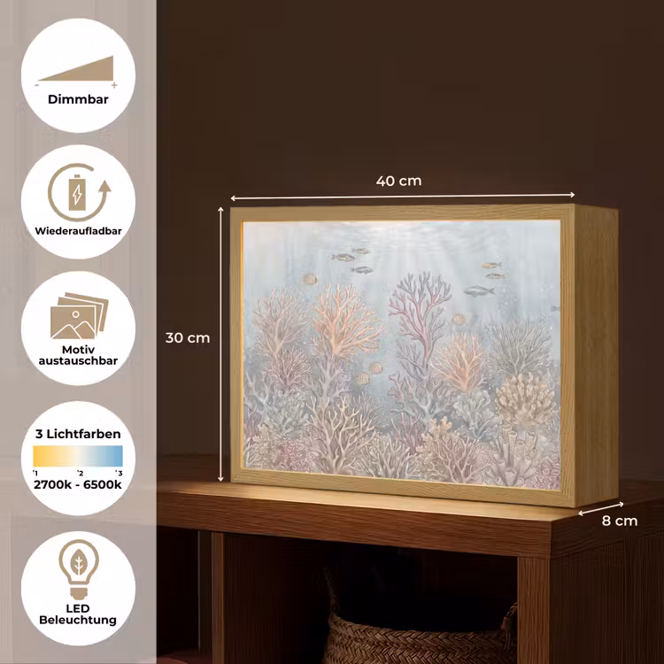 Vis - Koraal - Oceaan - Illustratie - Onderwater Light Box met batterij (Wandlamp) middel -USP_websiteoverzichtDE