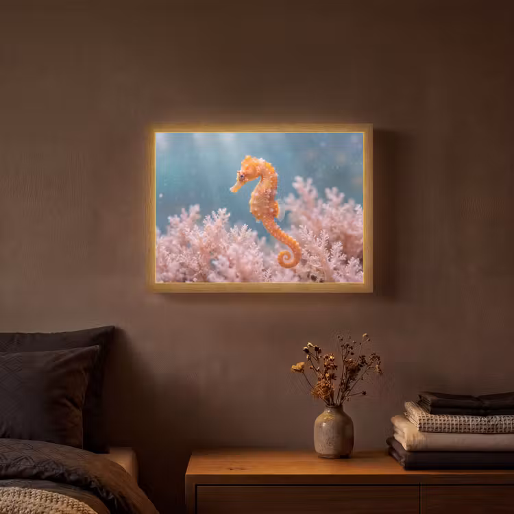 Vis - Koraal - Oceaan - Macro - Oranje Light Box met batterij (Wandlamp) middel -sfeer4