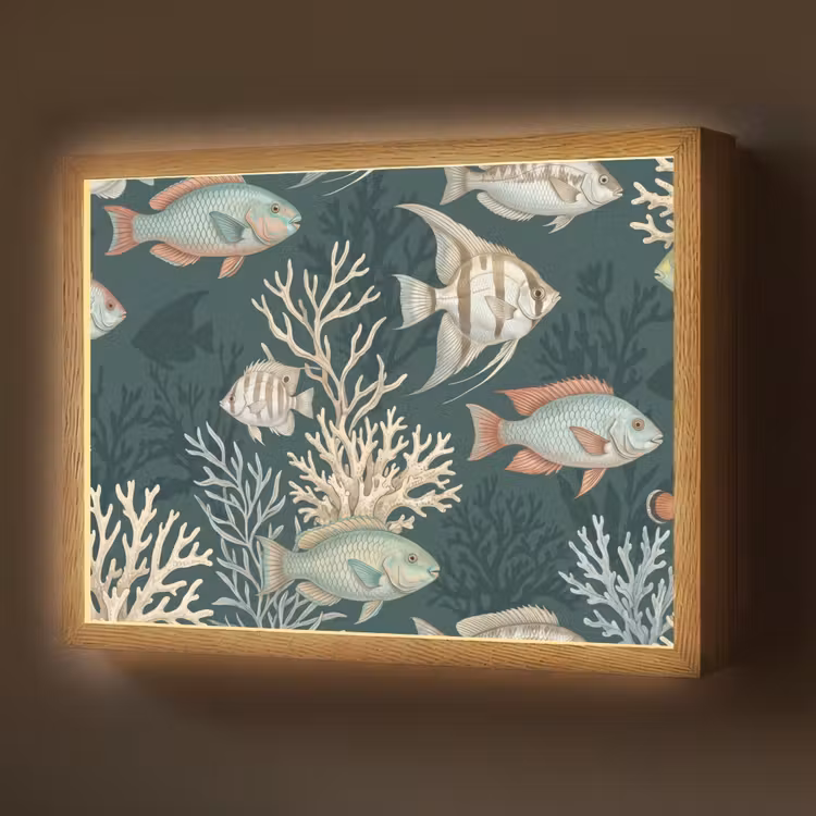 Vis - Koraal - Onderwater - Illustratie Light Box met batterij (Wandlamp) middel -z3d_website