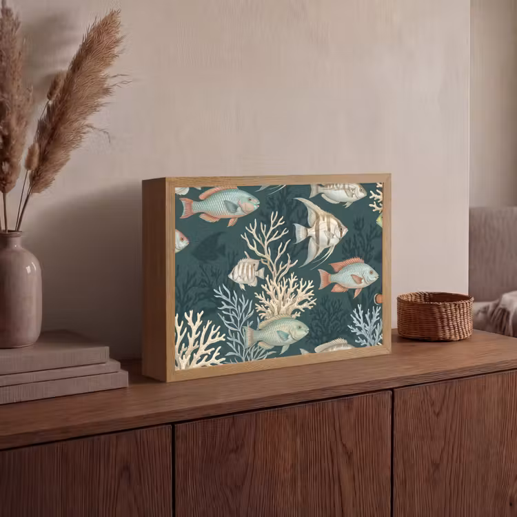 Vis - Koraal - Onderwater - Illustratie Light Box met batterij (Wandlamp) middel -sfeer2