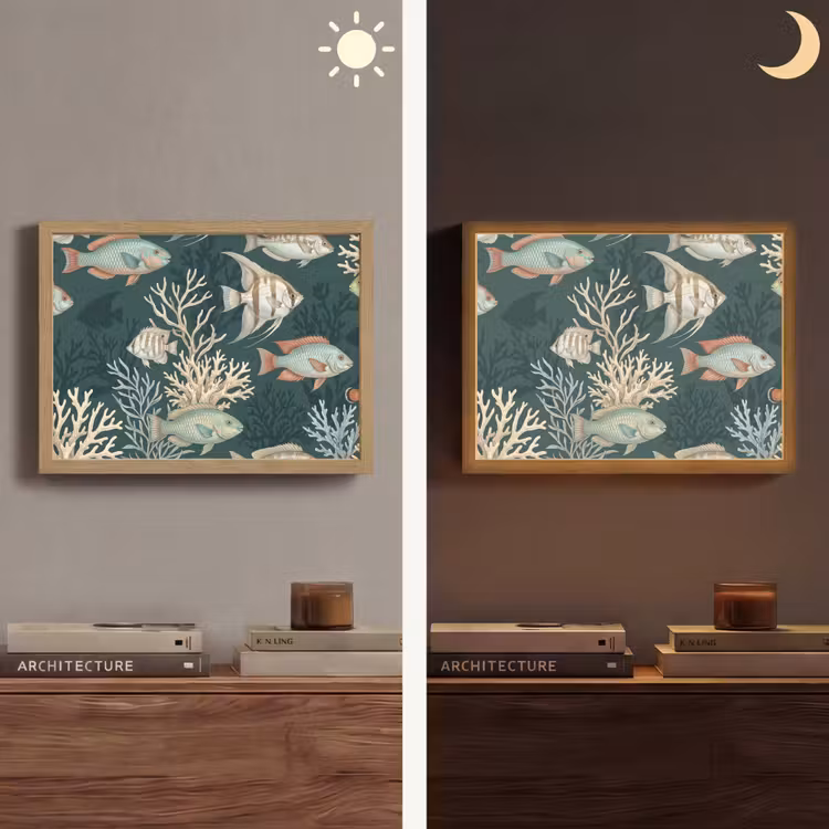 Vis - Koraal - Onderwater - Illustratie Light Box met batterij (Wandlamp) middel -sfeer3