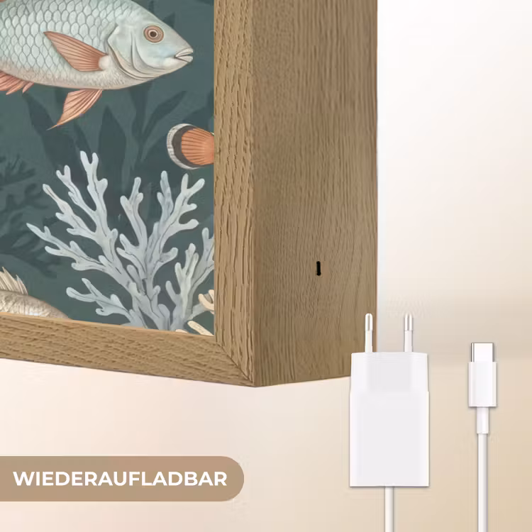 Vis - Koraal - Onderwater - Illustratie Light Box met batterij (Wandlamp) middel -USP_websiteoplaadbaarDE