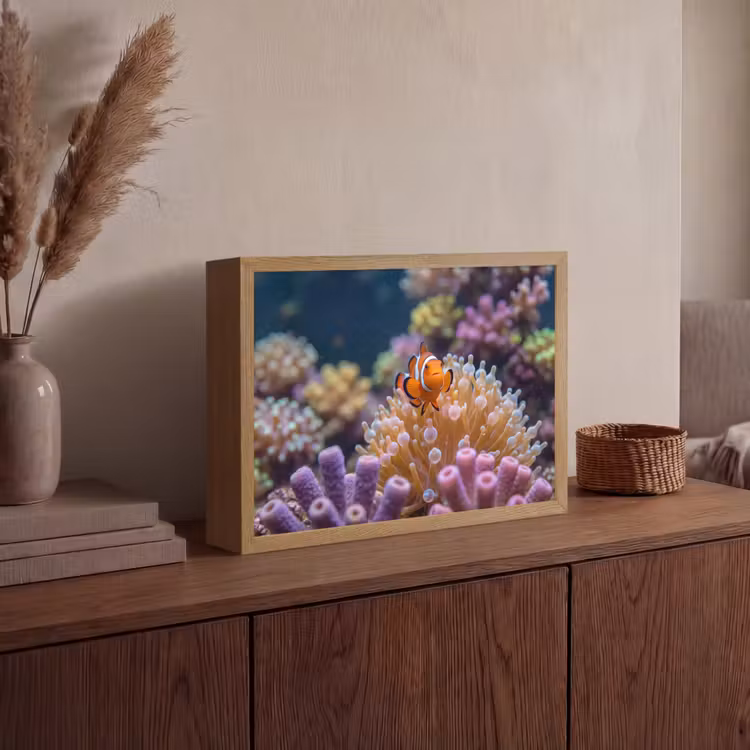Vis - Koraal - Onderwater - Oranje - Dieren Light Box met batterij (Wandlamp) middel -sfeer2